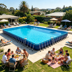 Piscine rectangulaire en PVC robuste, grande piscine hors sol en métal pour les familles et les complexes hôteliers - Product Image 5