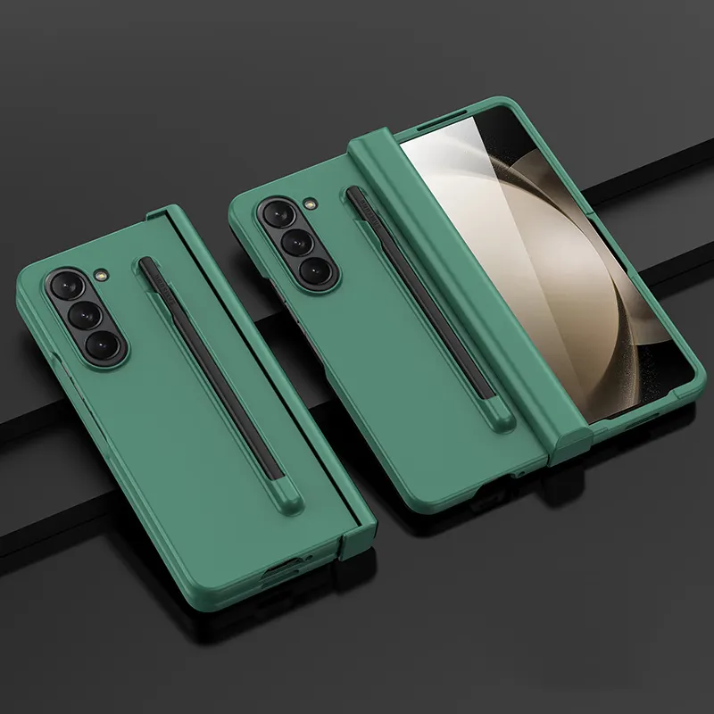 갤럭시 Z 폴드 5 용 힌지 및 펜 슬롯 케이스가있는 삼성 ZFold5 휴대 전화 커버에 대한 신상품 고급 전화 케이스 커버 5