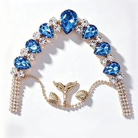Clips de chaussures en forme de V pour femmes, avec strass en forme de larme, décoration de sandales d'été, style queue de sirène