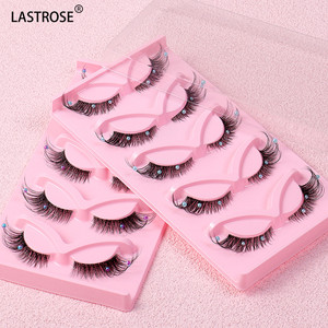 Nouveau Design <span class=keywords><strong>Foxy</strong></span> Winged Cat Eye Lashes Clear Band Full Strip Faux Mink Fluffy Eyelashes avec Diamond - Product Image 5