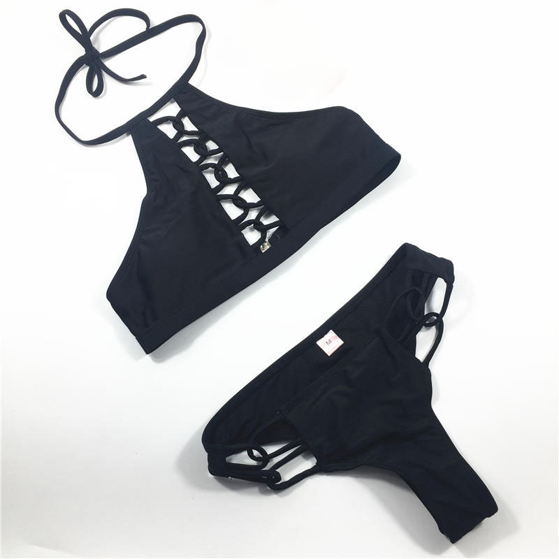 Hot sale solid bikini cross strap bikini 2022 sexy bikini swimsuit beach wear