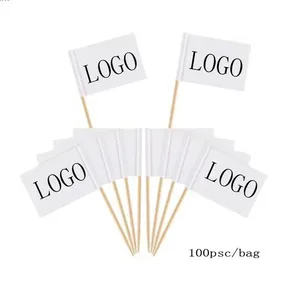 Banderas de bambú personalizadas al por mayor con logo para decoración de pasteles, <span class=keywords><strong>hamburguesas</strong></span> y alimentos - Product Image 1