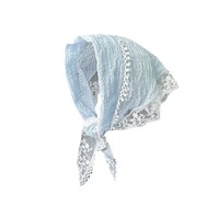 Foulard triangulaire en dentelle de polyester pour femme, fin, d'été, style français vintage, bandana multi-usage, voile, turban, bandeau, léger et respirant