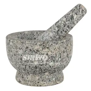 Polished Heavy Granite for Enhanced Performance and Organic Appearance,Hand Carved from Natural Granite, Mortar and Pestle