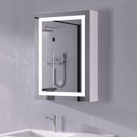 Armoire de toilette moderne avec miroir, en MDF, murale, rectangulaire, avec éclairage LED intelligent pour maquillage et médicaments