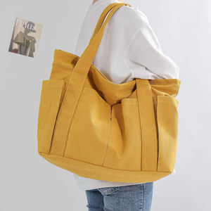 Sac fourre-tout en toile robuste avec logo personnalisé, longues poignées, grande capacité pour les courses et les trajets quotidiens - Product Image 1