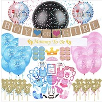 Décorations de fête de révélation du sexe, bannière garçon ou fille, ballons, accessoires de photomaton pour baby shower, toile de fond, guirlandes, kit de fournitures
