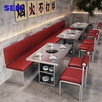 Ensemble de table à manger moderne en acier inoxydable pour restaurant commercial, 4 chaises, banquette, table à fondue, fabricants