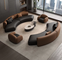 Zeitgenössische U-förmige Sessel Gebogene Lounge-Sofas für Büro, Hotel-Lobby, Wohnzimmer, Wartebereich Leder-Sofa Couch