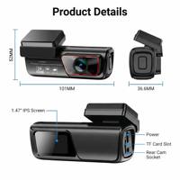 Kamera Dash Cam 2K+1080P WiFi Kontrol Aplikasi Pemantau Parkir 24 Jam 2 Lensa Kendaraan Mobil Black Box DVR Kamera Depan dan Belakang Mini