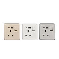 Prise murale électrique domestique de type A+C USB 13A, modèles modernes et récents, certifiée CE SASO 13A, dorée, argentée, blanche, pour le Royaume-Uni