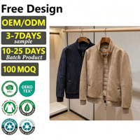 Veste en daim de qualité supérieure, style tendance, logo personnalisé LEDUO, manches longues, streetwear, col rabattu, manteau en nubuck pour homme