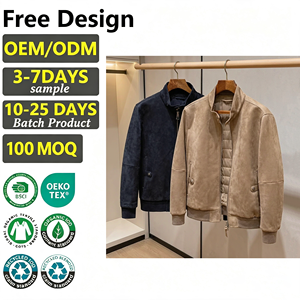 LEDUO Custom Logo Fashion Style Premium-quality Suede Jacket Soft <strong>Long</strong> Sleeve Streetwear Turn-down Collar Nubuck <strong>Coat</strong> for <strong>Men</strong> - Product Image 1