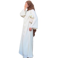 Abaya personnalisée Lignes Custom Dubai pour femmes, robe islamique en polyester, couleur unie, devant fermé, manches longues, coupe ample, légère