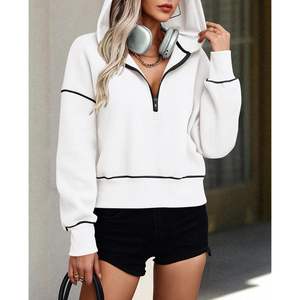 Sweat-shirts à capuche courts à demi-zip à manches longues de style hip-hop pour femmes, collection automne 2025, vêtements de mode d'hiver - Product Image 4