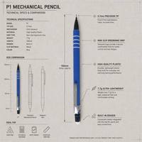 Crayon mécanique ZHUOPIN ZP627P 0,7 mm HB 2B 15 cm mat avec grip antidérapant en caoutchouc, gomme automatique et clip métallique pour bureau et école