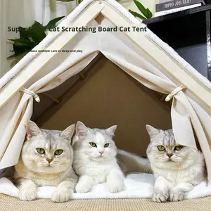 Nouveau Nid pour Chat Quatre Saisons Universel, Cage Villa pour Chat à Deux ou Trois Niveaux, Cabane Semi-fermée en Forme <span class=keywords><strong>de</strong></span> Maison, <span class=keywords><strong>Tente</strong></span> pour Chat en Sisal - Product Image 2