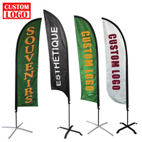 Drapeau publicitaire personnalisé en plumes, drapeaux de plage extérieurs, mât en fibre de verre, drapeaux volants en polyester écologiques à séchage rapide