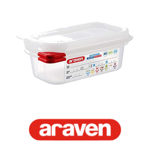 Polypropylene GN 1/9 Food Pan 17.6 × 10.8 × 6.5 h cm, with Lid, -40/+95 °C Araven - Product Image 4