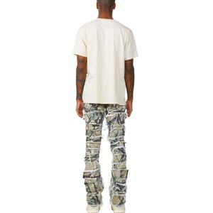 กางเกงยีนส์แฟชั่นลำลองสไตล์สตรีทฮิปฮอปทรงสลิมฟิต แต่งลายขาดรุ่ย ตะเข็บดิบ ลายพราง ทรงขาบานเล็กน้อย - Product Image 5