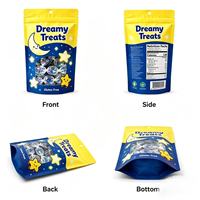 Sacs refermables personnalisés avec fenêtre transparente et trou de suspension, imprimés de dessins animés, pour l'emballage de bonbons et friandises sans gluten pour enfants