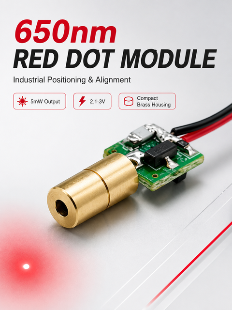 New ZhonNa Industrial 650nm 5mW Red Dot Vertical Horizontal Laser Module Positioning Alignment Head Circuit Board 2.1-3V