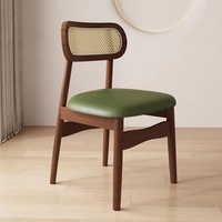 Chaise de salle à manger en bois massif en rotin PE avec coussin en éponge haute densité de style nordique pour salle à manger, maison, cuisine