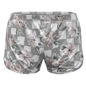 Shorts de bain pour hommes à imprimé floral, taille mi-haute, élastique, séchage rapide, style décontracté, longueur courte, en polyester tissé - Product Image 4