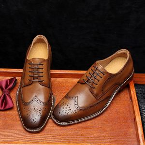 High-Quality Classic Design English Brogue Handmade Men's Business and Fashionable Wedding Shoes Custom-Made <b>by</b> Hand - Product Image 1