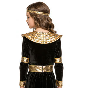 Costume da <span class=keywords><strong>Cleopatra</strong></span> dell'Antico Egitto per Bambine, Abito Cosplay per TV e Film, Vestito da Regina Faraone in Velluto Nero e Oro per Halloween - Product Image 2