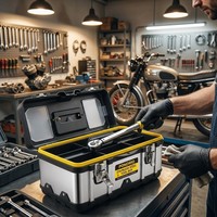 Boîte à outils robuste en acier inoxydable de 14 à 19 pouces, organisateur d'outils portable avec plateau amovible pour la réparation automobile