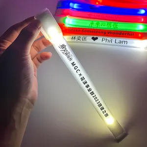 Party Supply Customized Logo QR Code Nylon Woven Tape Led Bracelet Wristband Led Flashing Wristband For Concert