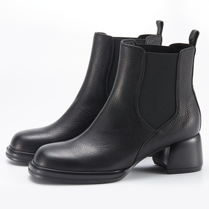 Stivaletti Chelsea personalizzati fatti a mano da donna con comodo aletta Sole tacco grosso stivaletti in pelle a punta quadrata per l'estate - Product Image 4