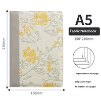 Carnet à couverture rigide en tissu brodé A5, Journal en papier Daolin, Carnet floral vintage personnalisable pour le bureau et les cadeaux