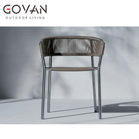 Fauteuil de salle à manger d'extérieur moderne et minimaliste, structure en acier inoxydable massif, siège confortable, hôtel, restaurant, patio, jardin
