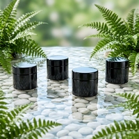 Pot en verre noir anti-UV, récipient de stockage en verre opaque noir avec couvercle hermétique pour crème cosmétique, herbes, épices, fleurs, thé