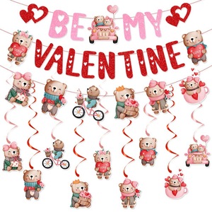 Ensemble de décorations suspendues en forme d'ours d'<span class=keywords><strong>amour</strong></span> pour la Saint-Valentin avec drapeau de fanions pour la décoration murale de fête, cé<span class=keywords><strong>l</strong></span>ébration à domicile, cadeau pour les couples - Product Image 1