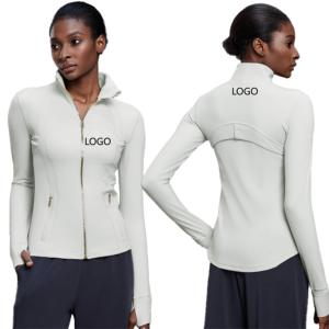 Custom Women Feeling Fitness Clothing Activewear Top <strong>Workout</strong> Gym Full Zipper up <strong>Jackets</strong> with Thumb Hole - Product Image 1