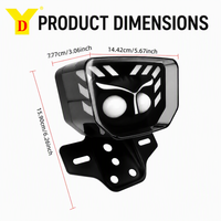 Feu arrière de moto LED style hibou 12-24V avec lentille fumée, 4 fils, feu de freinage, clignotant et feu de position, universel