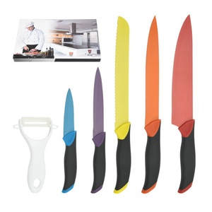 6 Pieces Stainless Steel Chefs <b>Knives</b> <b>Set</b> Nonstick Coated <b>Sharp</b> <b>Knife</b> <b>Set</b> Peeler Kitchen <b>Knife</b> for Cutting Meat Fruit - Product Image 1