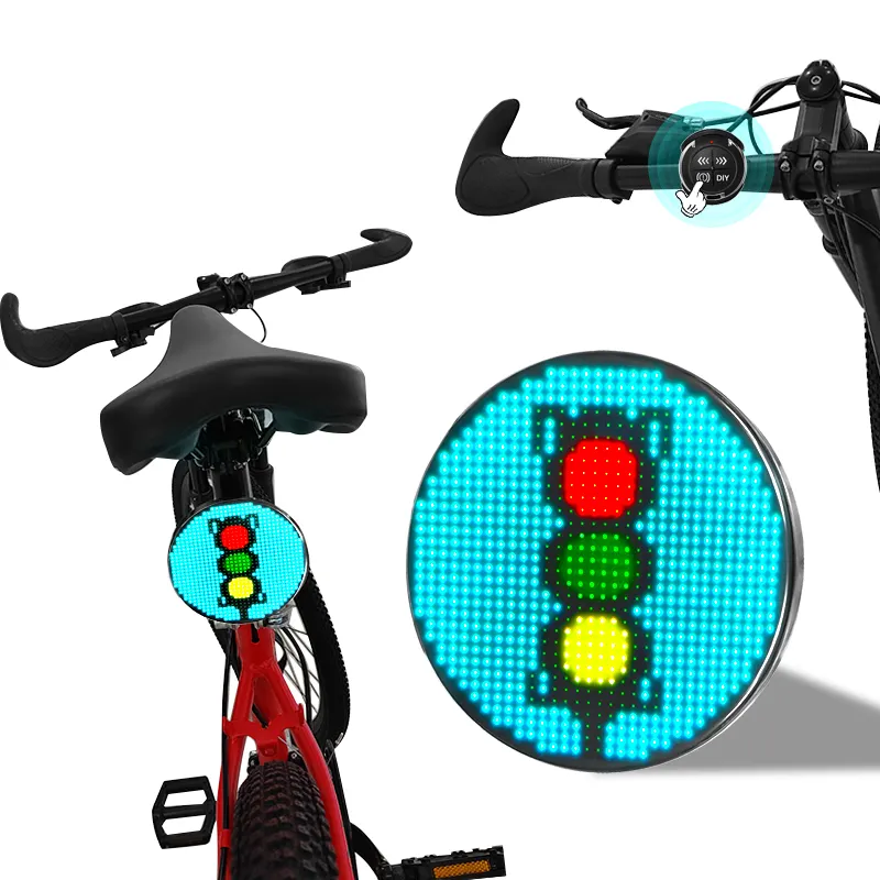 Luce posteriore per bicicletta a LED a forma rotonda cartello USB ricaricabile per Mountain Bike fanale posteriore per guida notturna avvertimento sicuro Display a LED