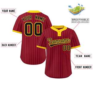 Custom Crimson <b>Gold</b> Stripe Fashion Authentic Two-Button Softball Jersey - Product Image 2