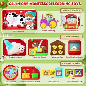 Tableau d'activités Montessori Ferme des Animaux pour Tout-petits, Jouet d'éveil pour le développement des capacités motrices avec lumières, <span class=keywords><strong>musique</strong></span> et sons - Product Image 3