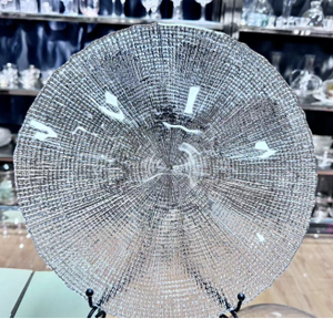 Piatto per Torte e <span class=keywords><strong>Pasticceria</strong></span> in Vetro con Motivo a Griglia, Durevole, Ecologico, Non Tossico, per Uso in Ristoranti e Hotel, Personalizzabile - Product Image 1