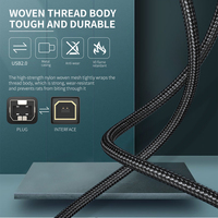 Câble de données haute vitesse USB-C/USB 2.0 mâle vers USB-B mâle, gaine en nylon tressé noir, pour scanner, fax, imprimante multifonction, synchronisation