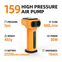 Pompe à air électrique portable en promotion avec différents modes d'éclairage pour SUP, bouée de natation et tente gonflable
