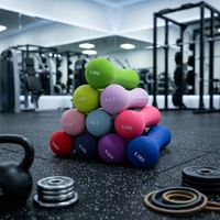 Haltères miniatures en fonte solide, revêtement plastique en forme d'os, pour fitness et mise en forme, couleur pastel, néoprène doux au toucher, logo personnalisé