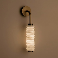 Lámpara de Pared de Alabastro y Cobre Natural de Lujo, Moderna Lámpara LED de Pared, Iluminación Decorativa de Diseño para Hotel, Pasillo, Villa
