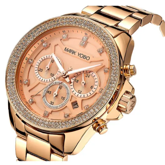 Luxury Crystal Fashion Quartz Watches 5ATM Waterproof Stainless Steel Wrist Watch