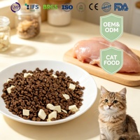 Makanan Kucing Kering Merek Kustom OEM Label Pribadi Bahan Alami Bebas Biji-bijian Tinggi Protein Rendah Lemak Kibble Grosir untuk Semua Ras